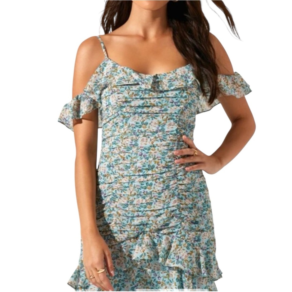 ASTR THE LABEL Daisy Dell Floral Ruffle Off the Shoulder Midi Dress, Size S. - Picture 5 of 11